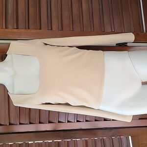 Pacsun Contour Cream Nude Spandex Top Form Fit Long Sleeve Stretch Blouse Small